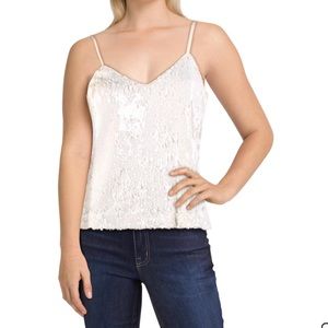 Aqua White Sequin Cami